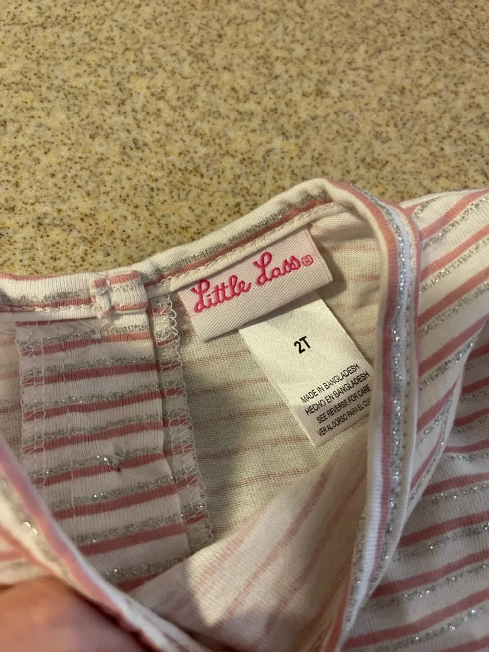 Little Lass Pink Striped Top with Blue Heart Pants Set - Picture 2 of 2
